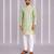 Green printed cotton silk kurta set