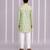 Green printed cotton silk kurta set