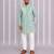 Green printed cotton silk kurta set
