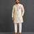 Off white printed cotton silk kurta set