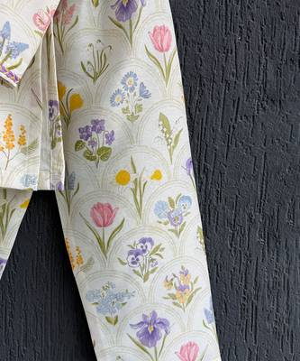 Off white printed cotton silk kurta set 5
