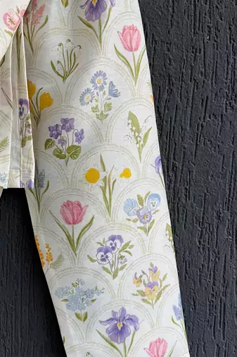 Off white printed cotton silk kurta set