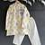 Off white printed cotton silk kurta set