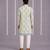 Powder blue floral printed cotton silk Men Kurta Set