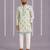 Powder blue floral printed cotton silk Men Kurta Set
