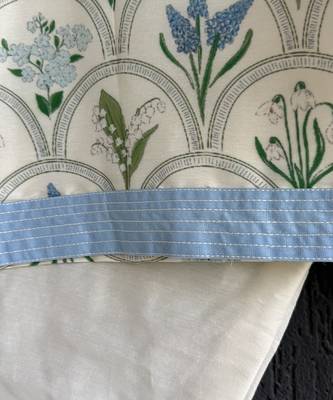 Powder blue floral printed cotton silk Men Kurta Set 4