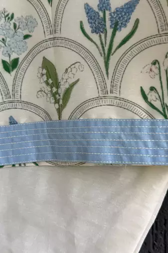 Powder blue floral printed cotton silk Men Kurta Set