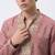 Pink salsa fabric kurta with lachaka fabric bootcut pants, ethnic partywear ensemble.