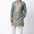 Blue salsa fabric kurta with lachaka fabric bootcut pants, ethnic partywear ensemble.