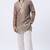 Brown salsa fabric kurta with lachaka fabric bootcut pants, ethnic partywear ensemble.