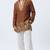 Brown salsa fabric kurta with lachaka fabric bootcut pants, ethnic partywear ensemble.