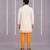 Off white and Orange printed cotton silk kurta set