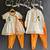 Off white and Orange printed cotton silk kurta set
