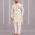 Off white printed cotton silk kurta set