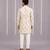 Off white printed cotton silk kurta set