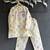 Off white printed cotton silk kurta set
