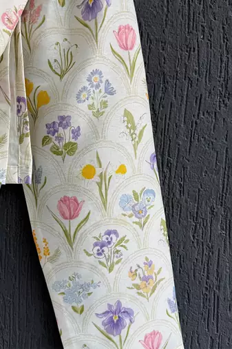 Off white printed cotton silk kurta set