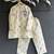 Off white printed cotton silk kurta set