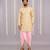 Yellow printed cotton silk dhoti kurta set