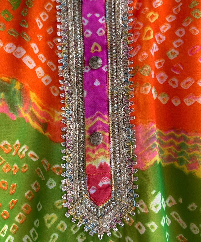 multicolor printed cotton silk men kurta set