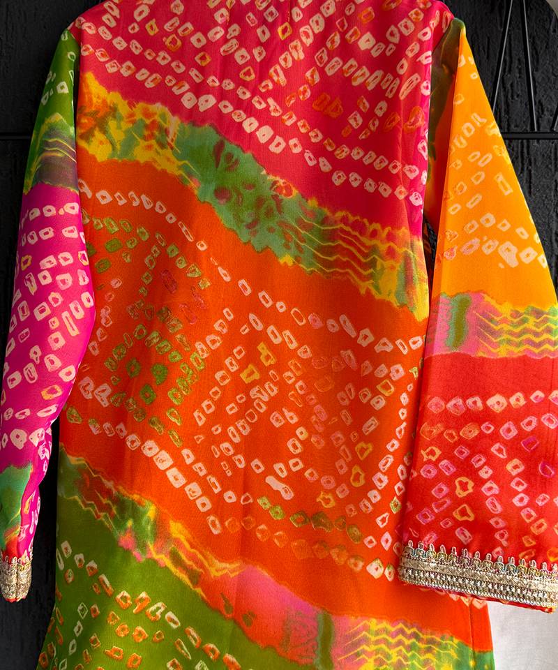 multicolor printed cotton silk men kurta set