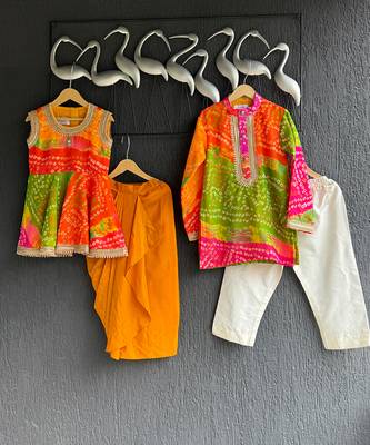 multicolor printed cotton silk men kurta set 7