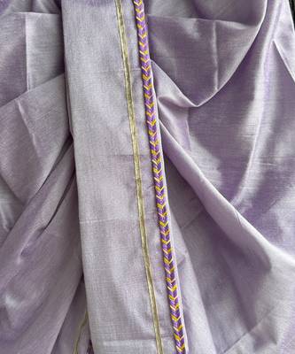Off white purple printed cotton silk Men dhoti Kurta Set 9