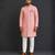 Peach pink printed cotton silk Men Kurta Set