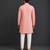 Peach pink printed cotton silk Men Kurta Set