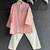 Peach pink printed cotton silk Men Kurta Set