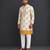 off white floral printed cotton silk men kurta set
