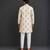 off white floral printed cotton silk men kurta set