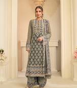 Pastel green crepe silk digital print suits full stitched free size upto 44