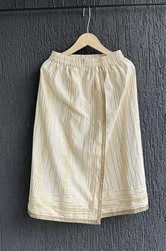off white cotton silk mundu shirt set