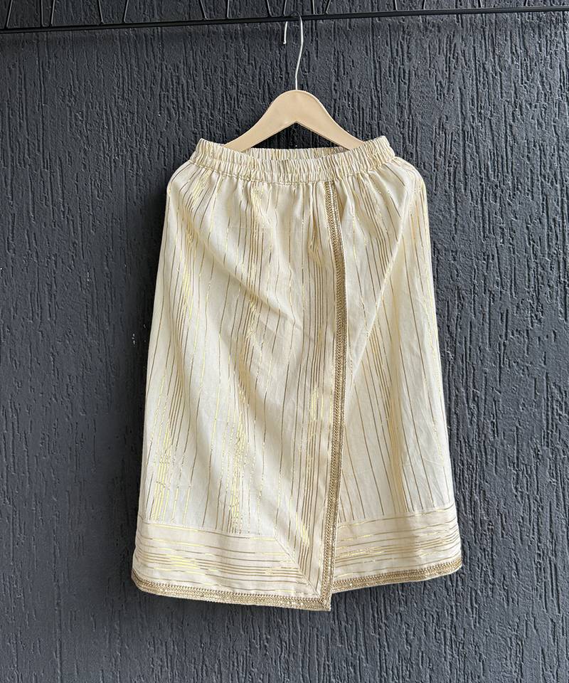 off white cotton silk mundu shirt set