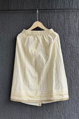 off white cotton silk mundu shirt set