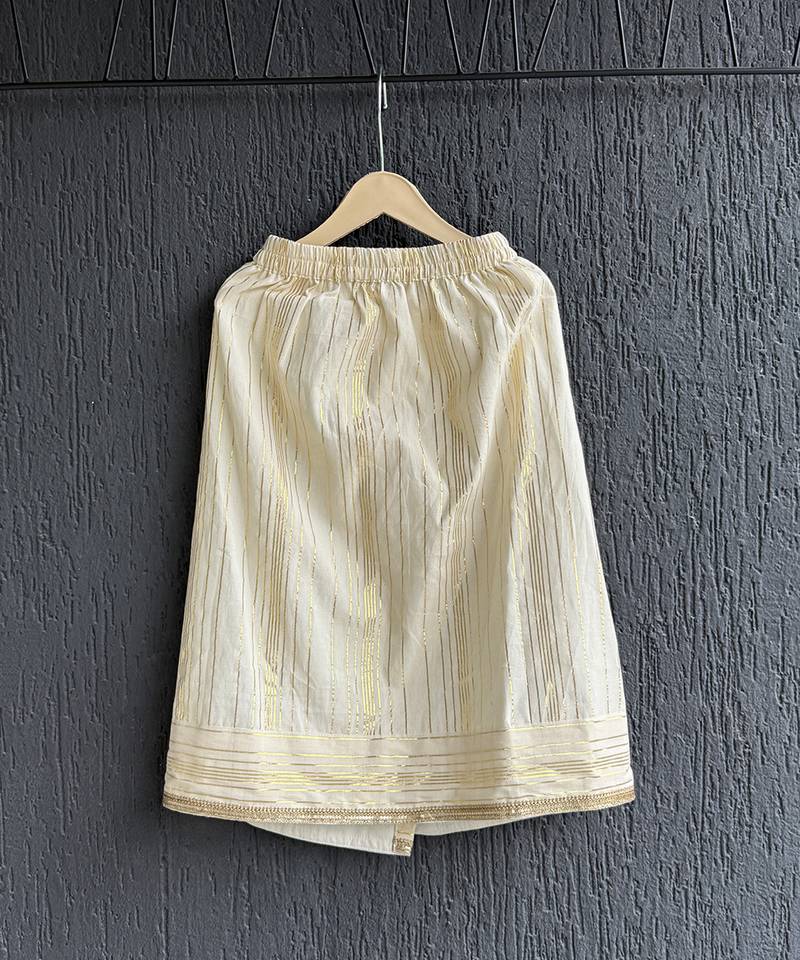 off white cotton silk mundu shirt set