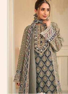 Pastel green crepe silk digital print suits full stitched free size upto 44 2