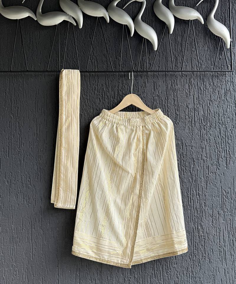 off white cotton silk mundu shirt set