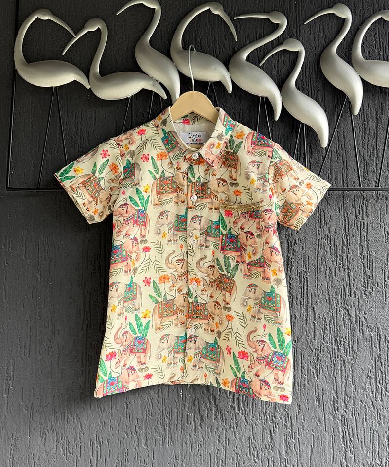 off white cotton silk mundu shirt set