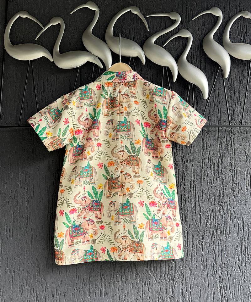 off white cotton silk mundu shirt set
