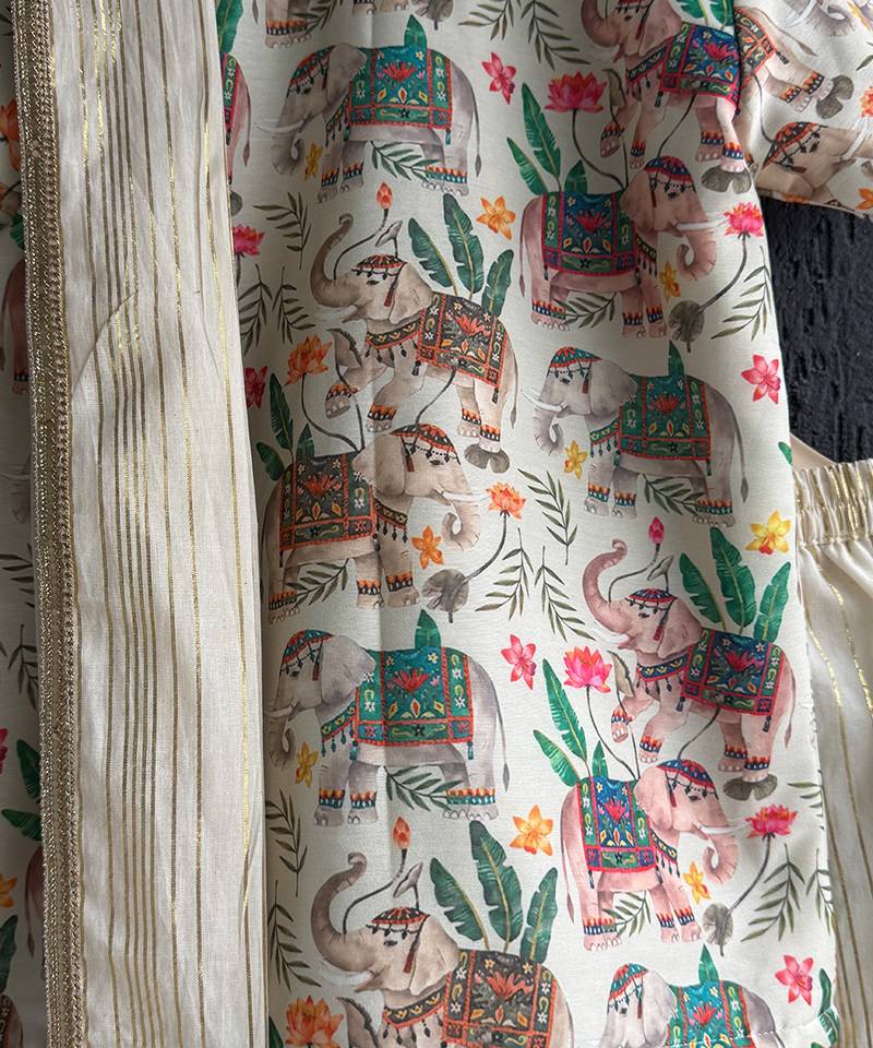 off white cotton silk mundu shirt set