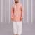 Peach pink printed cotton silk kurta set