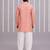 Peach pink printed cotton silk kurta set