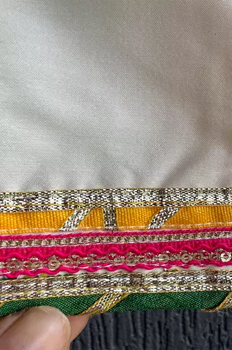 off white embroidered cotton silk men kurta set