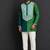 bottle green printed cotton silk men kurta set