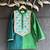 bottle green printed cotton silk men kurta set