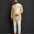 Off white yellow printed cotton silk Men Kurta Set
