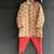 Gold printed cotton silk Men dhoti Kurta Set