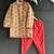 Gold printed cotton silk Men dhoti Kurta Set
